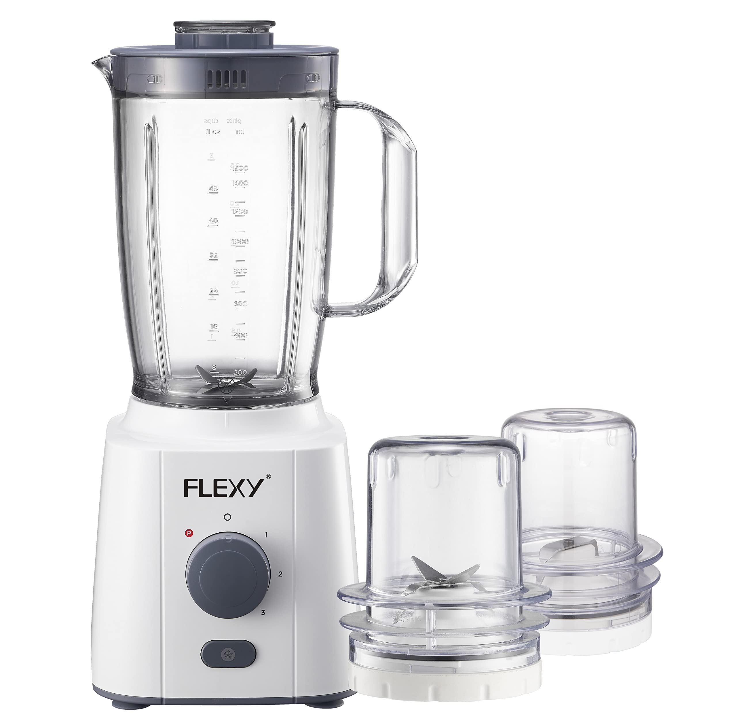 FLEXY 650W 3IN1 Blender 1600ML Jar & 2X50G Mill With 1 Year Warranty فلكسي® خلاط 650 واط 3 في 1 برطمان 1600 مل ومطحنة 2 × 50 غرام FLEXY 650W 3IN1 Blender 1600ML Jar & 2X50G Mill With 1 Year Warranty فلكسي® خلاط 650 واط 3 في 1 برطمان 1600 مل ومطحنة 2 × 50 غرام
